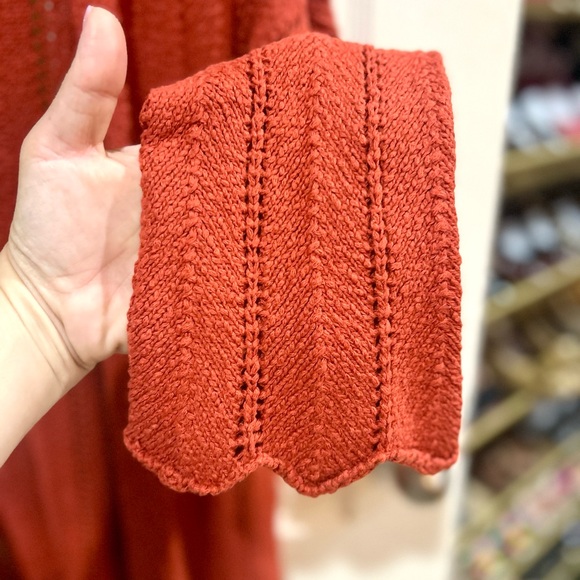 Meadow Rue Anthropologie Rust Open Knit Cardigan Sweater Boho Small (No Belt) - Picture 6 of 10